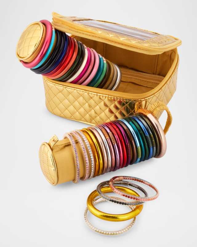 NM Exclusive Gold Travel Case and All Weather Bangle Bracelet Bundl